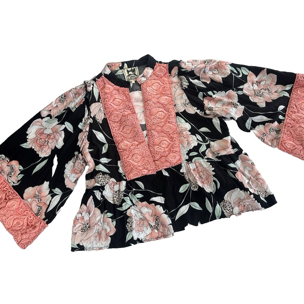 Jaase Handcrafted Kimono Artsy BohoRevival Whimsigoth Floral Size L